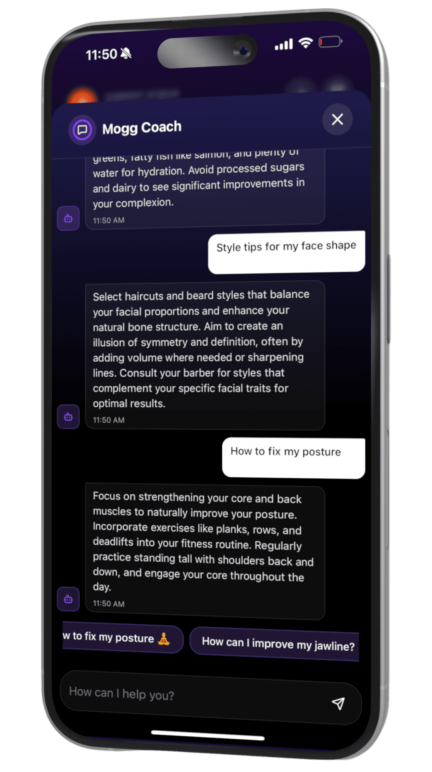 MOGGED AI Coach Interface