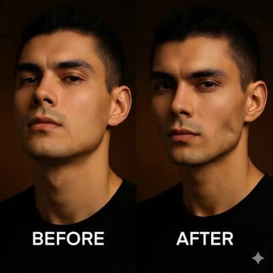 Before and after chin exercises transformation