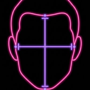 Ícono del Quiz de Forma Facial — silueta facial con contornos geométricos superpuestos