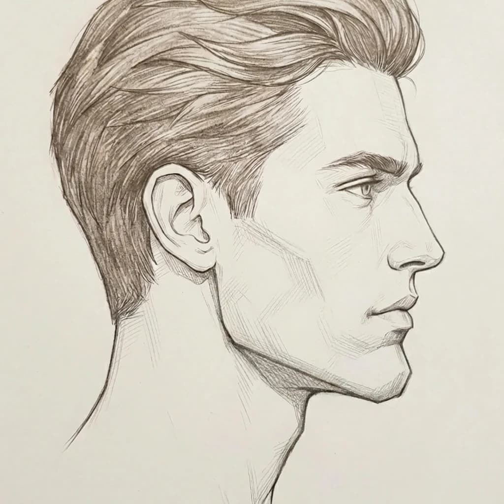 Strong chin projection — chin sits forward, touching or slightly ahead of the E-line